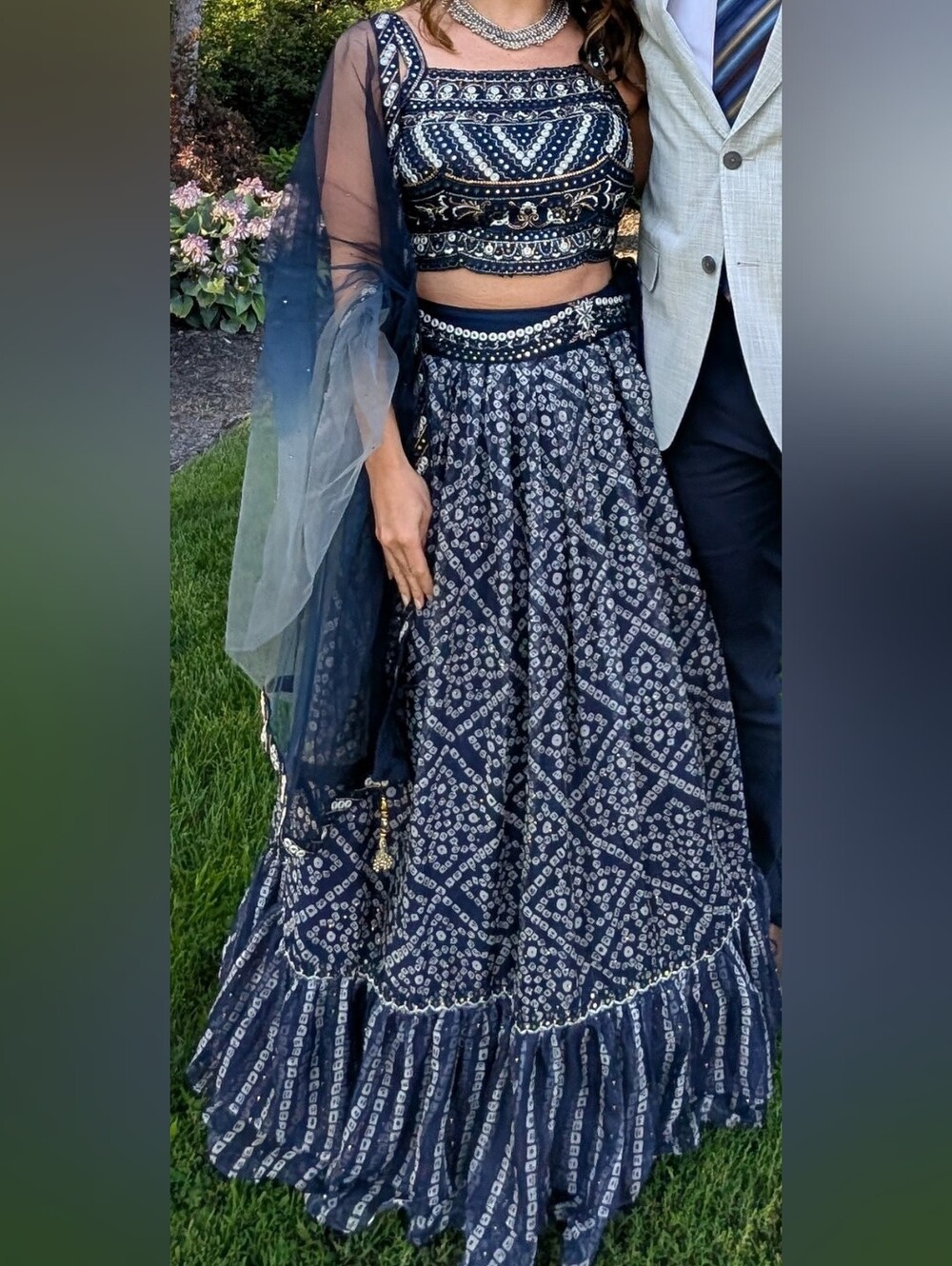 Embroidered Navy Blue Lehenga Set